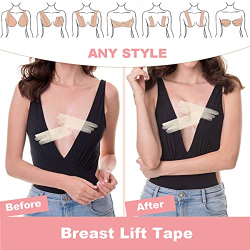 Breast Lift Tape for Large Breasts(2 Packs), Kinesiology Recovery Tapes Breathable Chest Support Tape for A-Dd and E Cup Big Size, Athletic Tape Body Tape with 2pcs Reusable Nipple Cover Adhesive Bra | The Storepaperoomates Retail Market - Fast Affordable Shopping
