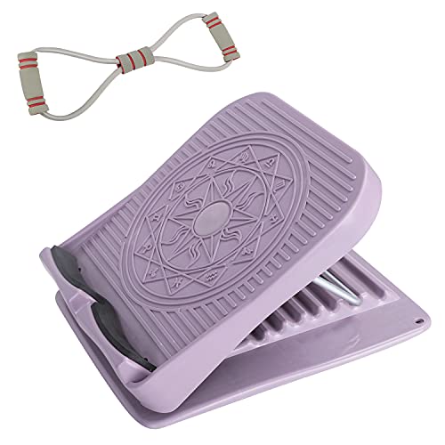 Slant Board Calf Stretcher Adjustable 7 Level Portable for Stretching Tight Calves or Plantar Fasciitis Home Gym with 8-Shape Rally Pull Rope(Purple)