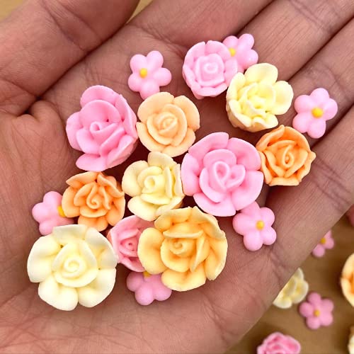 30 Tea Party Icing Flowers | Small Edible Flowers| Edible Roses| Pink Roses| Ivory Icing Flowers | Sprinkles | Royal Icing Flowers | Pink Sprinkles | Simply Sucré