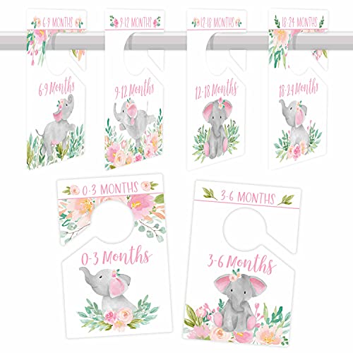 6 Baby Closet Size Dividers Baby Girl – Elephant Baby Closet Dividers By Month, Baby Closet Organizer For Nursery Organization, Baby Essentials For Newborn Essentials Baby Girl, Nursery Closet Divider