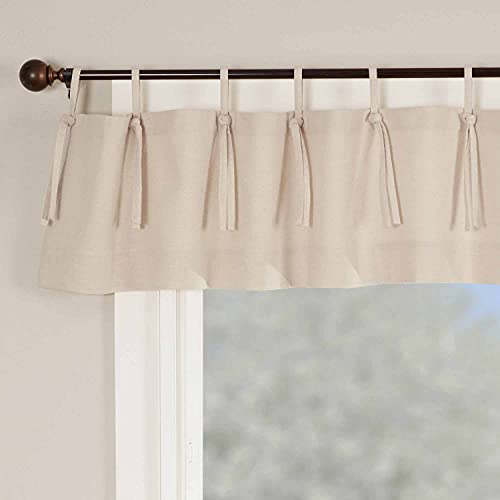 Piper Classics Market Place Natural Tie Top Valance Curtains, 16″ Long x 72″ Wide, Beige Cream Tab Top Valance, Farmhouse, Boho, Country, Vintage