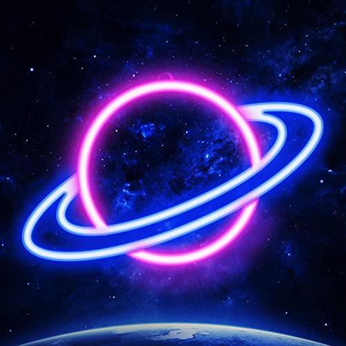 Neon Signs – JTLMEEN Planet Neon Sign, LED Neon Light Sign for Wall Decor, USB Powered Aesthetic Neon Signs for Bedroom, Cool Room, Kids Room, Bar, Festival, Birthday, Wedding, Party Decoration