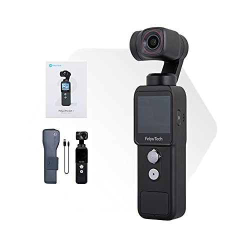 Feiyu Pocket-2 Handheld Action Camera 4K 60FPS with 3-Axis Gimbal Stabilizer, 130° Wide Angle, 1.3″ Touch Screen, 1/2.3” CMOS, WiFi, for Filming Travel Vlog Video