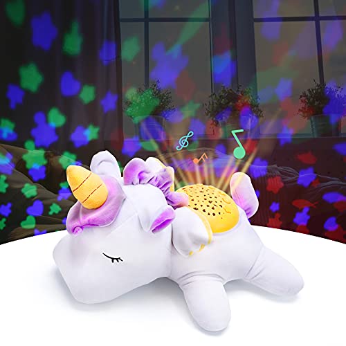 Baby Sleep Soothers, Stuffed Animal Night Light with 21 Music & 12 Natural Sound Effects, Light Up Baby Toys Newborn Baby Musical Toys for Infant Babies Boys & Girls Toddlers 0 to 36 Months, 14”