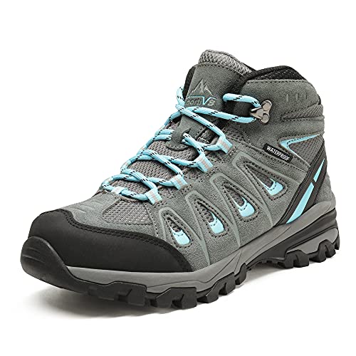 NORTIV 8 Women’s Waterproof Hiking Boots Low Top Lightweight Outdoor Trekking Camping Trail Hiking Boots Black Blue Size 11 M US SNHB211W