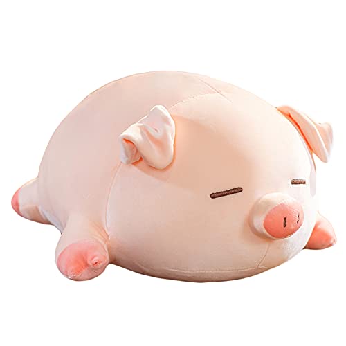 lannery Pig Stuffed Animal Hugging Pillow, Soft Fat Pig Plush Toy Gifts for Kids, Valentine, Christmas (Sleeping Eyes, 19.7″)