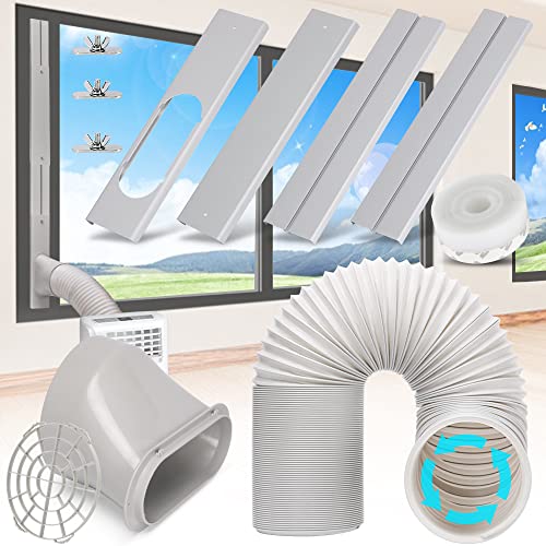 Kerykwan Portable Air Conditioner Window Door Kit with 5.9” Exhaust Hose Adjustable AC Vent Kit for Ducting Universal AC Seal Panel for Horizontal&Vertical Window
