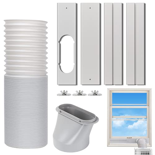 Kxuhivc Portable Air Conditioner Windows Vent Kit, Adjustable Window Seal with 5.9 Inch Diameter, 59 Inch Length Exhaust Hose for A/C Unit Universal for Sliding Horizontal or Vertical Windows
