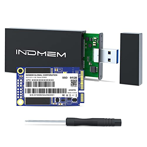 INDMEM mSATA to USB 3.0 Enclosure with 64GB mSATA SSD