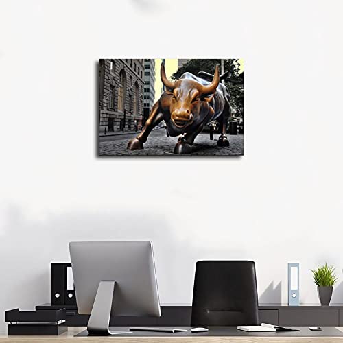 Charging Bull Statue Wall Street New York Print Wall Art Classical Art Canvas Poster Wall Art Decor Print Picture Paintings for Living Room Bedroom Decoration Frame:12×18inch(30×45cm) | The Storepaperoomates Retail Market - Fast Affordable Shopping