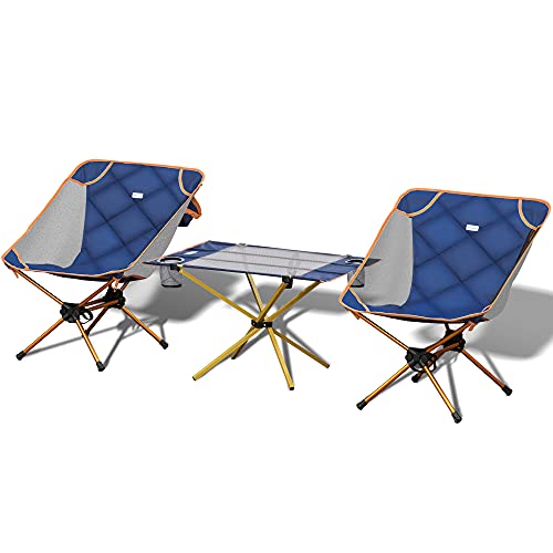 Outsunny Aluminum Camping Padded Chairs Set with Lightweight Folding Table, 2 Cup Holders, Portable Carry Bag for Travel, Camping, Fishing and Beach
