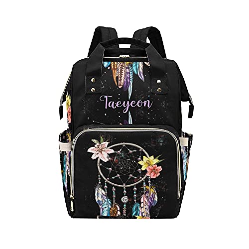 Flower Dream Catcher Diaper Bags Backpack Personalized Baby Bag Nursing Nappy Bag Travel Tote Bag Gifts