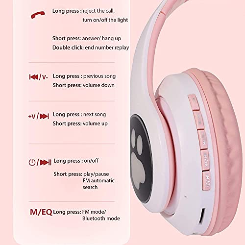 TOKANI Kids Headphones, Bluetooth Wireless Headphones for Kids Teens Adults, Over-Ear Bluetooth Headphones with Microphone, Cat Ear Headphones for Girls Women (Pink) | The Storepaperoomates Retail Market - Fast Affordable Shopping