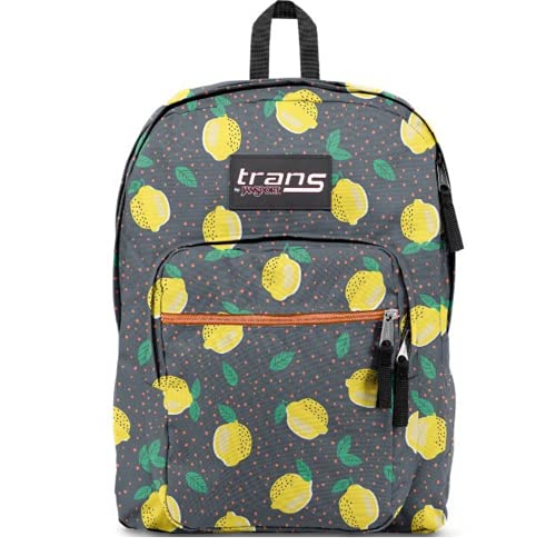 JanSport SuperMax Large Student Laptop Backpack Cute Daypack for School Work Book Bag for High School College Travel School Supplies and Accessories Lemons