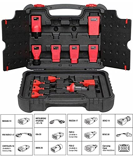 Autel MaxiSys MSOBD2KIT Non-OBDII Adapter Kit 11 Adapters for Vehicles Without OBD2 Port Within Blow-Molded Carrying Case OBD2 Connectors Support MS Ultra MS919 MS909 MX808 TS608