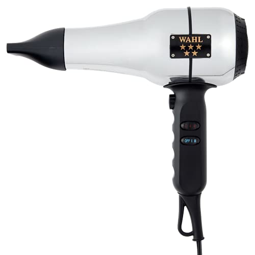 Wahl Professional – 5-Star Series Ionic Retro-Chrome Design Barber Hair Dryer #05054-Includes 2 Concentrator Attachments 2.5″-3.5″ with a 9′ Cord – 2 Speed Settings with 3 Heat Settings & Cool Setting
