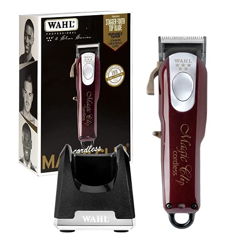 Wahl Professional – 5-Star Magic Clip Cord/Cordless Hair Clipper #8148 – Includes Weighted Cordless Clipper Charging Stand #3801-100 – for Professional Barbers and Stylists