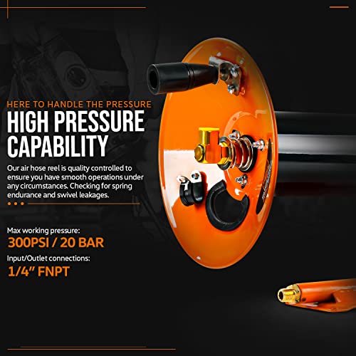 SuperHandy Air Hose Reel Tool Retractable Hand Crank 3/8″ Inch x 100′ Feet 300 PSI / 20 BAR Heavy Duty Steel Construction (Hose Not Included) | The Storepaperoomates Retail Market - Fast Affordable Shopping
