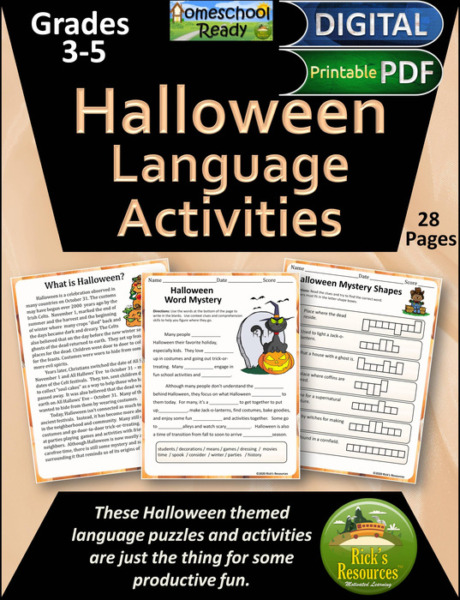 Halloween Language Activities Print and Digital Versions