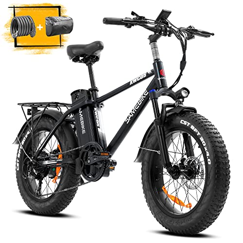 SAMEBIKE 750W Electric Bikes for Adults 27MPH Fat Tire Electric Bike with 48V 13AH Removable Battery Up to 65 Miles Range Electric Mountain Bicycles BMX Ebikes with Front Suspension S830 Display USB