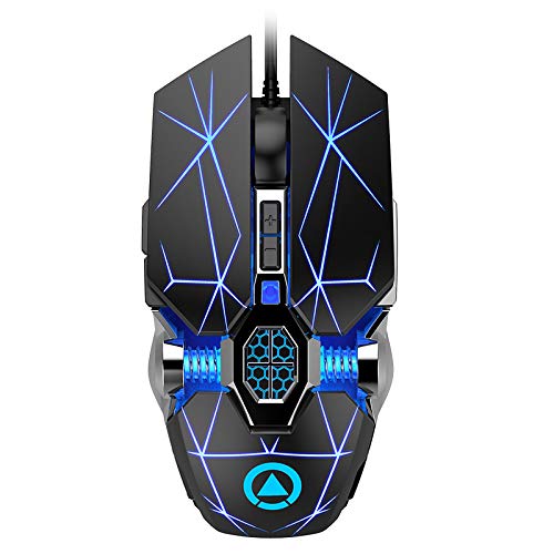 SMAIGE Gaming Mouse Wired [3200 DPI] [Breathing Light] Ergonomic Game USB Computer Mice RGB Gamer Desktop Laptop PC Gaming Mouse, 7 Buttons for Windows 7/8/10/XP Vista Linux (Black)