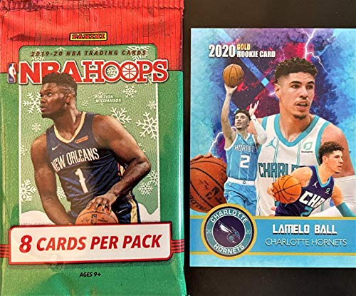 2019-20 Panini NBA HOOPS Winter HOLIDAY Parallel Factory Sealed Basketball Card PACK w/8 Cards – Look for Rookie Cards of ZION WILLIAMSON and JA MORANT (Includes Custom LaMELO BALL Card Pictured)
