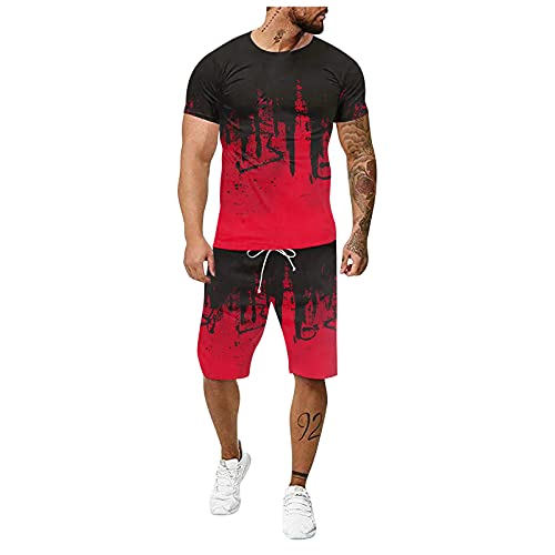 Men’s Short Sleeve T-Shirt and Shorts Set 2021 Sportswear 2 Piece Tracksuit Summer Outfits Mens Sweat Suits Pant Shirt