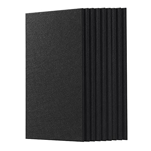 PABUSIOR Acoustic Absorption Panel 9 Pcs,Insulation/High Density Beveled Edge Sound Panels(17.4×8.7×0.4 Inch,Black)Decorative Noise Reducing and Soundproofing Padding for Wall Used in Home and Offices