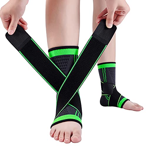Ankle Support Brace, Breathable Ankle Compression Sleeve with Adjustable Wrap,Elastic Ankle Braces Stabilizer for Plantar Fasciitis,Achilles Tendonitis,Sprained Ankle Pain Swelling Relief (Single)