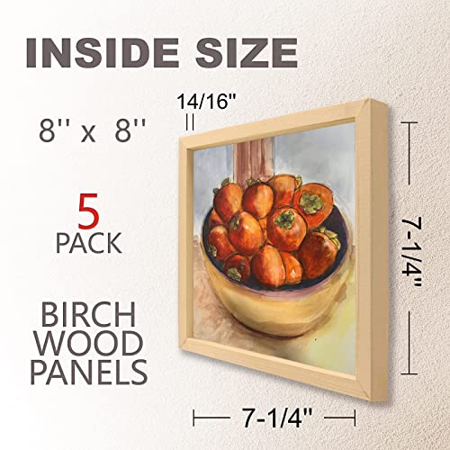 Unfinished Wood Boards Canvas for Painting, 5 Packs 3/4’’ Deep Cupohus 8’’ x 8’’ Wooden Cradled Panels for Pouring Art, Crfats, Paints and More | The Storepaperoomates Retail Market - Fast Affordable Shopping