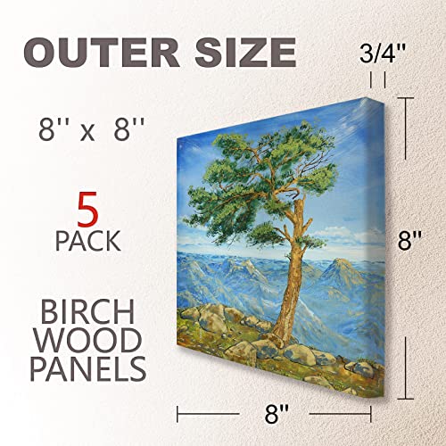 Unfinished Wood Boards Canvas for Painting, 5 Packs 3/4’’ Deep Cupohus 8’’ x 8’’ Wooden Cradled Panels for Pouring Art, Crfats, Paints and More | The Storepaperoomates Retail Market - Fast Affordable Shopping