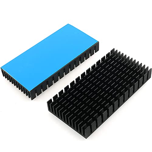 ZZHXSM 2Pcs 80mm Heatsink 80 x 40 x 11mm Black Aluminum Heat Sink Radiator Cooler with Thermal Conductive Adhesive Tape Cooling Fin for Cooler Electronics CPU Led