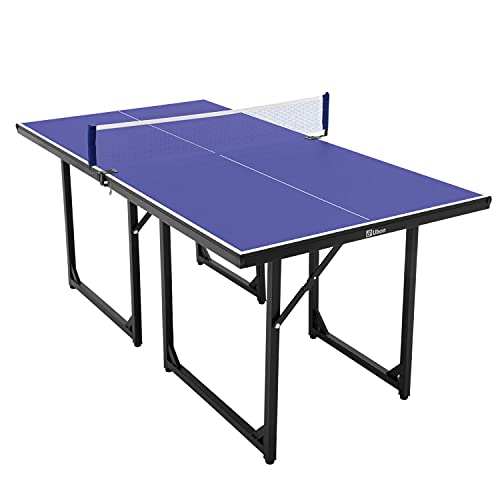 Ubon Foldable Large Size Ping Pong Table- 72″ x 30″ Portable Table Tennis Table for Indoor Outdoor Games Navy