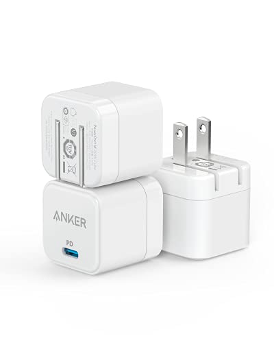 USB C Charger, Anker 3-Pack Fast Charger with Foldable Plug, PowerPort III 20W Cube Charger for iPhone 14/14 Plus/14 Pro/14 Pro Max/13, Galaxy, Pixel 4/3, iPad/iPad Mini, and More (Cable not Included)