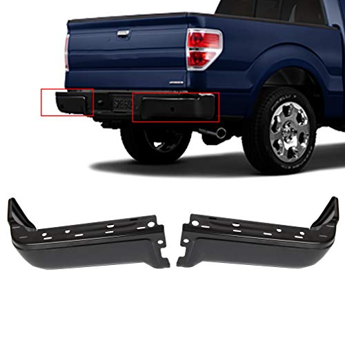 HECASA Rear Bumper Face Bar End Cap Cover Compatible with 2009-2014 Ford F150 Styleside Black Driver Passenger Side W/O Sensor Hole Replacement For FO1102375- 2 Packages