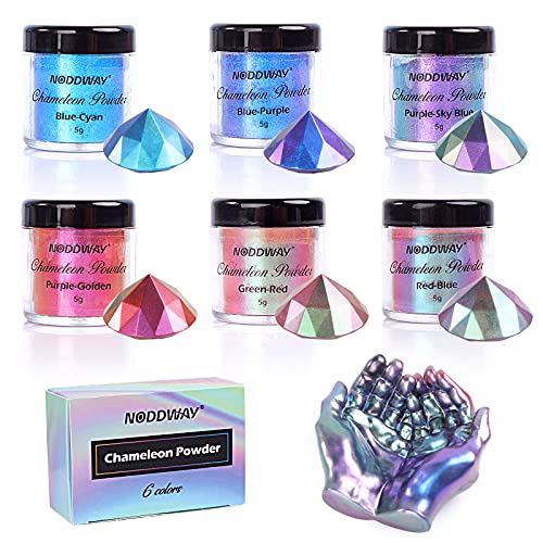 NODDWAY 6 Colors Chameleon Powder，Resin Art Epoxy，Color Shift Mica Powder for Resin, Pigment Powder for Epoxy Resin, Nail Art, Soap Making, Bath Bombs, Slime,Candle Making