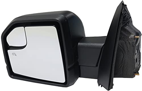 Kool Vue Driver Side Mirror Compatible with 2015-2018 Ford F-150 Power Glass, Heated, Manual Folding, With Blind Spot Glass, In-housing Signal Light, 8-pin square connector, Textured Black – FO1320523