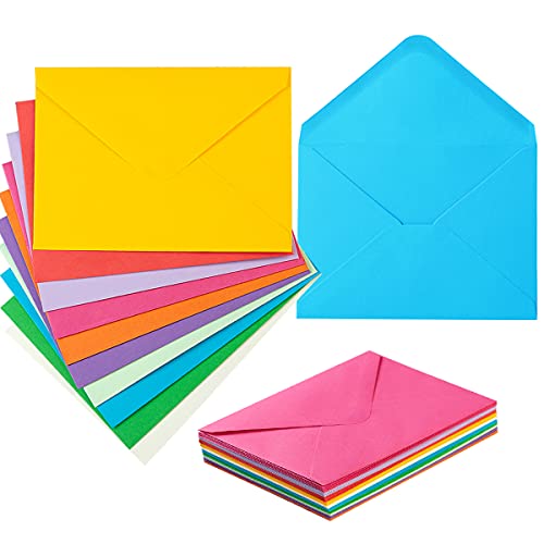 50 Pieces A6 Envelopes for 4 x 6 Greeting Cards, Birthday Party, Photos, Baby Shower and Wedding Invitations, 6.50 x 4.75 Inches(10 Colors, 5 Pieces Per Color)