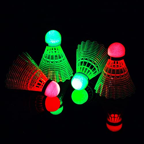 E-Jet LED Badminton Shuttlecocks, Badminton Birdies 4pcs – Lighting Glow in The Dark Night, White (EOB332562020)