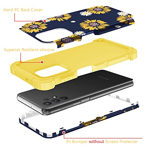 Fingic Samsung Galaxy A13 4G/5G Case, Galaxy A12/Galaxy A32 5G/Galaxy A04s Case Sunflower 3 in 1 Heavy Duty Hybrid Hard PC Soft Silicone Rugged Bumper Anti Slip Full-Body Shockproof Protective Case | The Storepaperoomates Retail Market - Fast Affordable Shopping