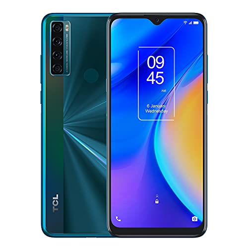 TCL 20 SE 6.82″ Unlocked Cellphone, 4GB RAM + 128GB ROM, US Version Android Smartphone 48MP AI Quad-Camera, 5000mAh Mobile Phone, Dual Speaker, OTG Reverse Charging, Android 11, Aurora Green