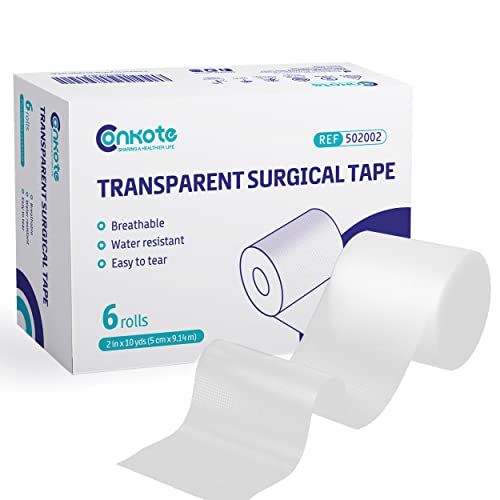 Conkote Transparent Medical Tape 2″ x 10 Yards, Good Adhesion for Dressings, Securing a Variety of Medical Devices, 6 Rolls