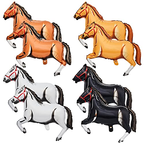 8 Pieces 30 Inches Horse Balloon Horse-Shaped Balloons Aluminum Foil Horse Balloon Horse Themed Party Balloons Horse Themed Balloon Decorations for Birthday Baby Shower Cowboy Party