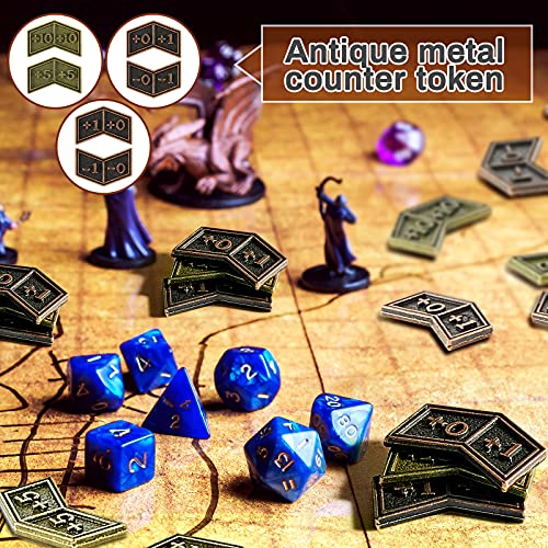 60 Pieces Magic Gathering Counters Tokens Antique Gold Metal Tokens Counters Double Sided Compatible with CCG and MTG with Velvet Drawstring Pouch | The Storepaperoomates Retail Market - Fast Affordable Shopping