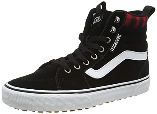 Vans Men’s Hi-Top Trainers Sneaker, Suede Black Red Plaid, 10.5