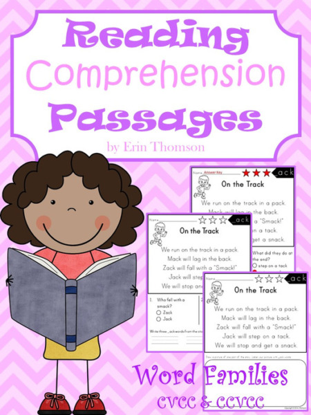 Reading Comprehension Passages and Questions ~ Word Families {CVCC and CCVCC}