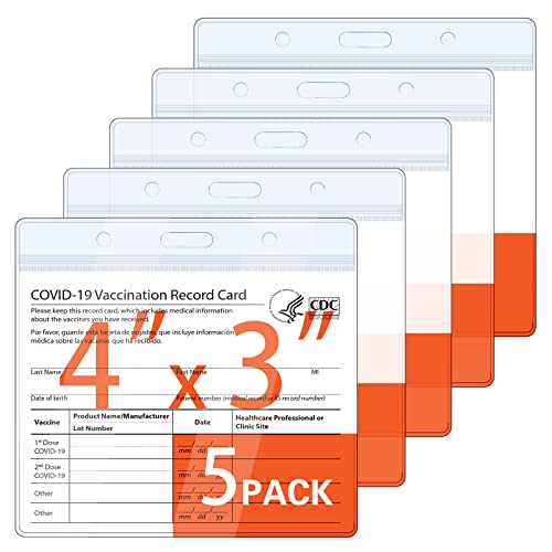 5 Pack Vaccine Card Holder – Travel Accessories, Covid CDC Vaccination Card Protector 4×3 in, Business Travel Essentials