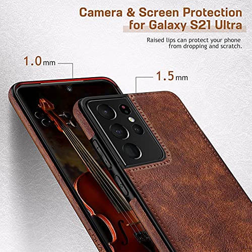 LOHASIC for Galaxy S21 Ultra Case, Premium Leather Luxury Business PU Non-Slip Grip Shockproof Bumper Full Body Protective Cover Phone Cases for Samsung Galaxy S21 Ultra 5G 6.8 inch – Brown | The Storepaperoomates Retail Market - Fast Affordable Shopping