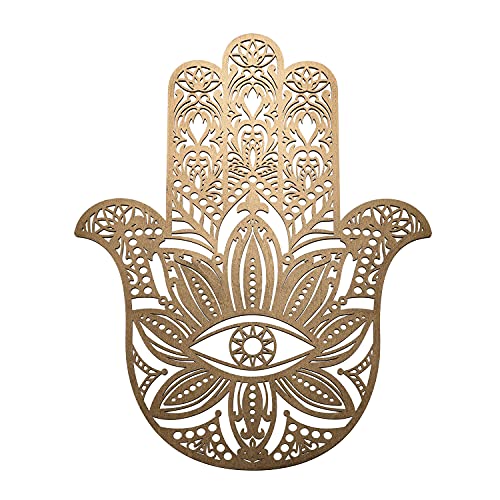 Fourth Level Hamsa,Sacred Geometry Wall Decor for Home, Meditation Decor,Wall Sculpture, All Natural Wood Wall Decor Sacred Wall Art (Gold)