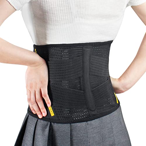 BERTER Lower Back Brace for Lower Back Pain Relief Sciatica for Men & Women, Lumbar Back Support Belt with Compression Band-Lightweight, Breathable (M, Black)